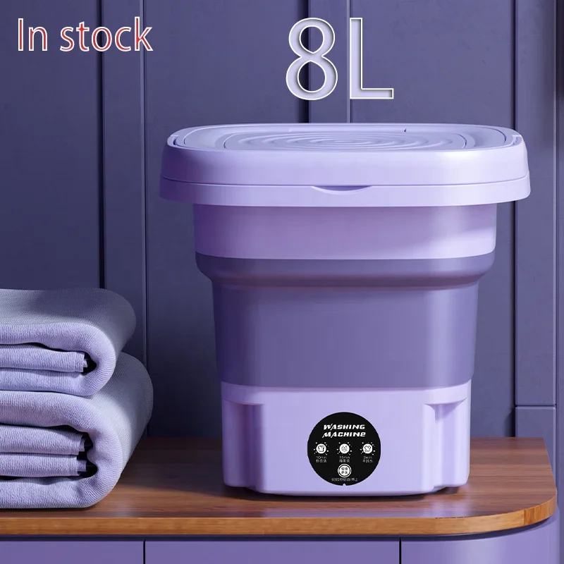 8L 접이식 세탁기 미니 가정용 옷 양말 속옷 세척 세탁기 여행용 건조 기능 포함 세탁기