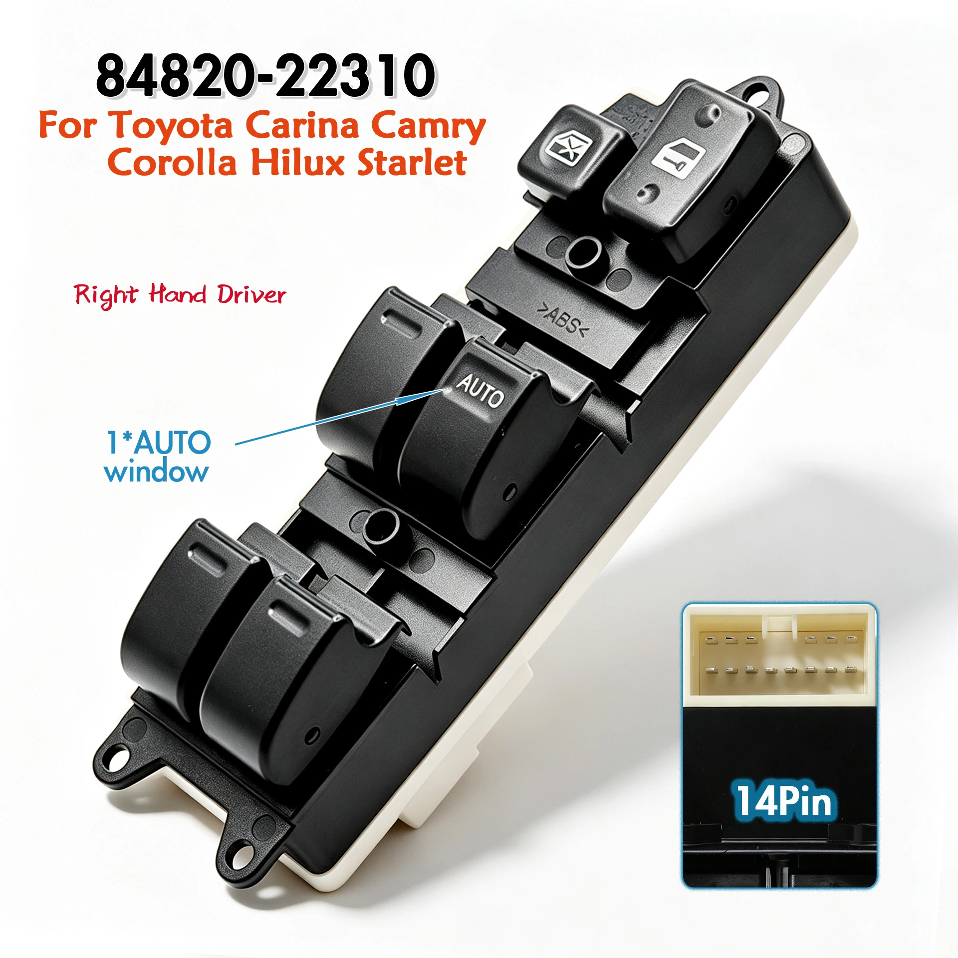 84820-22310 For Toyota Carina Camry Corona Hilux Starlet,RHD Front Right Master Power Window Switch Glass Lifter Control Button