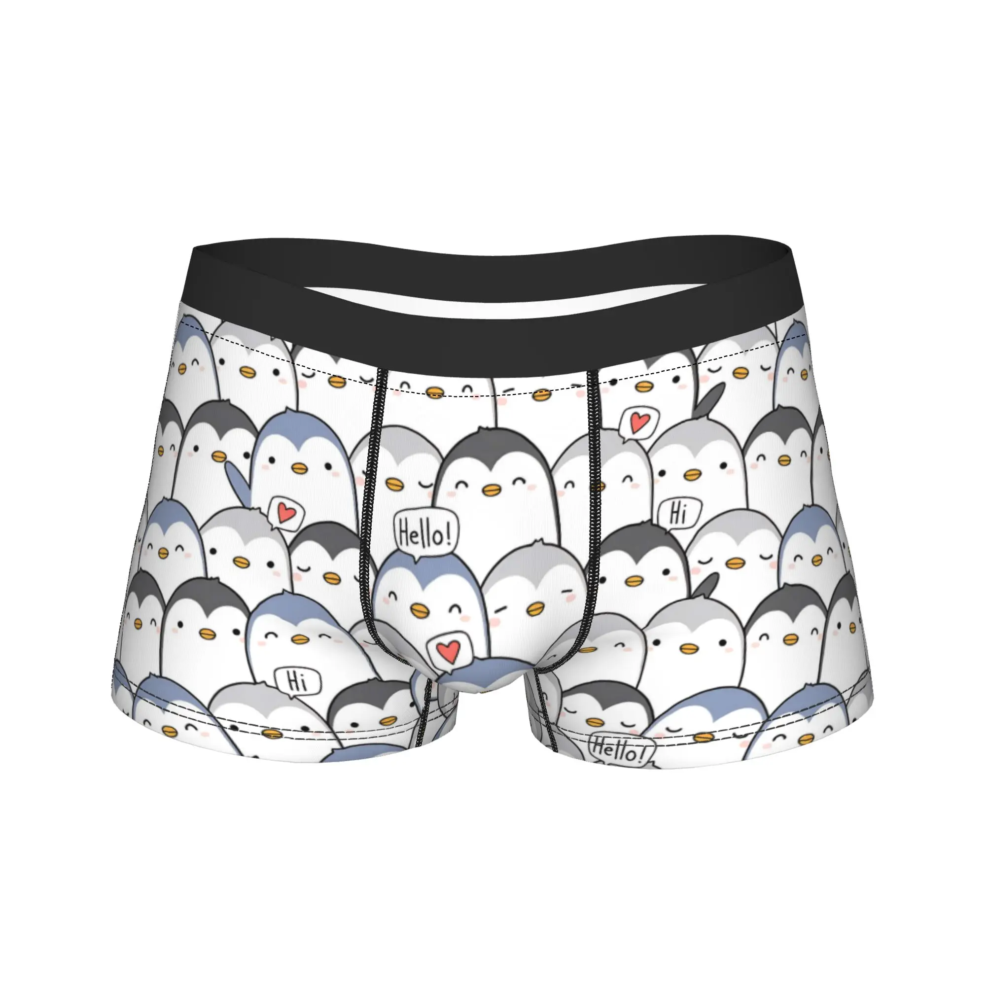 

Cute Gray Blue Penguin With Speech Bubble Seamless Pattern Underwear Boxer Shorts Quality Men Panties Comfortable Boxer Brief
