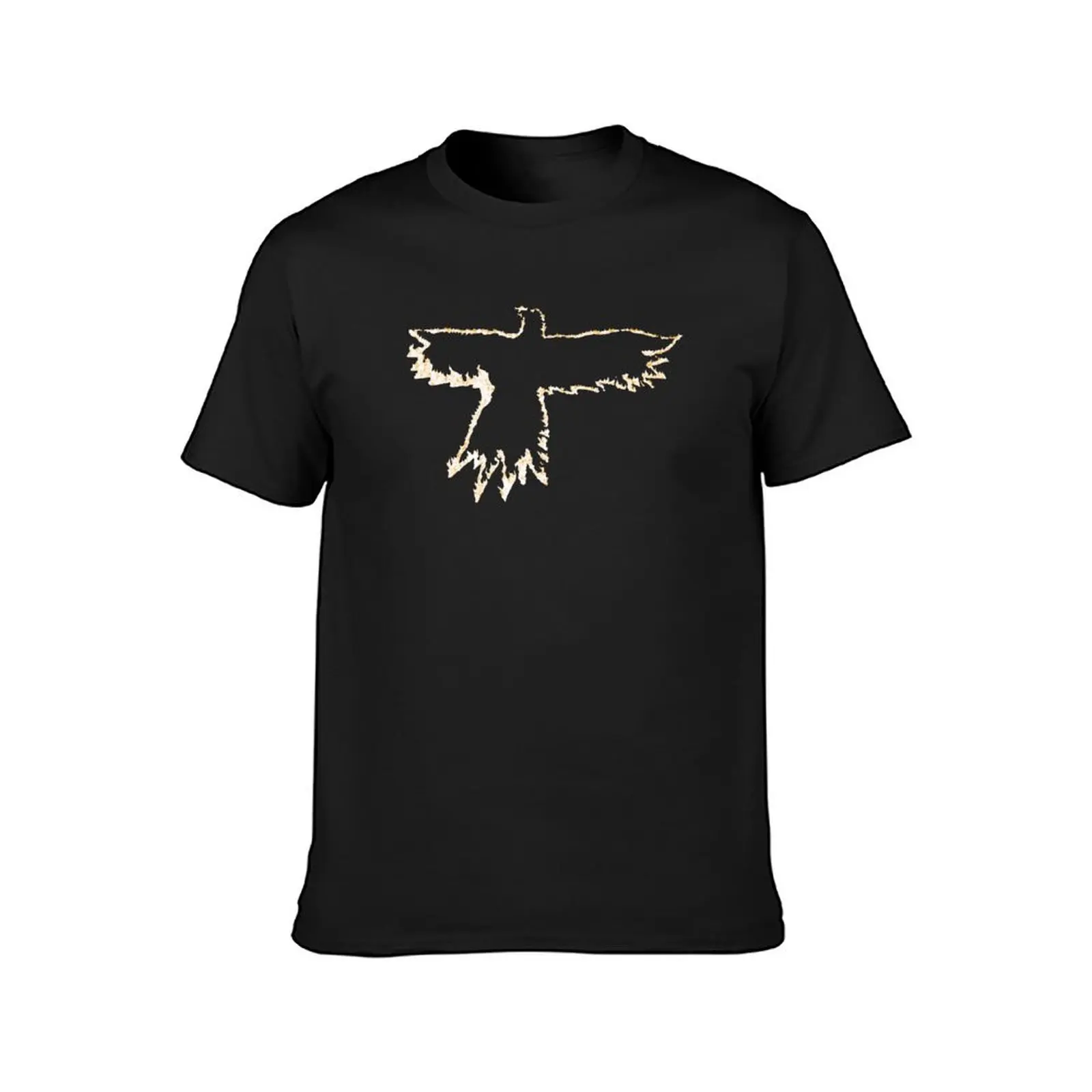 crow symbol fire effect T-Shirt sublime graphics Aesthetic clothing t shirt for men