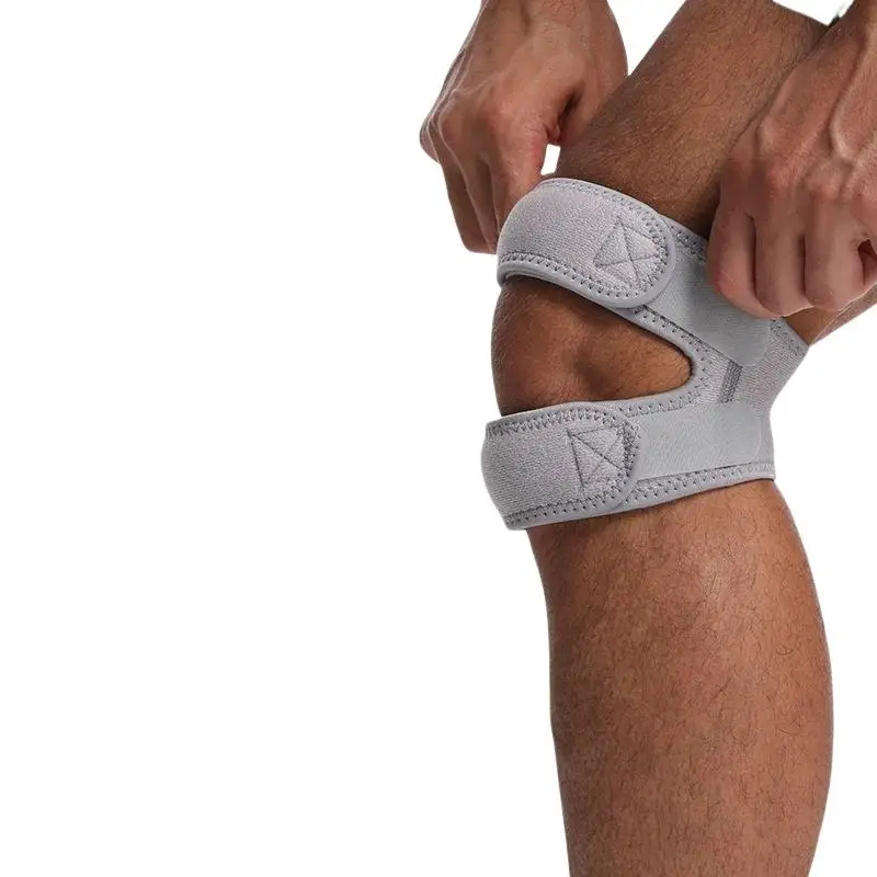 Silikon-Kniepolster mit Patellabandage, Doppelt Verstellbarem Riemen und Atmungsaktivem Netzgewebe für Männer und Frauen, zum Laufen, Training und Verletzungsschutz – Detail 7