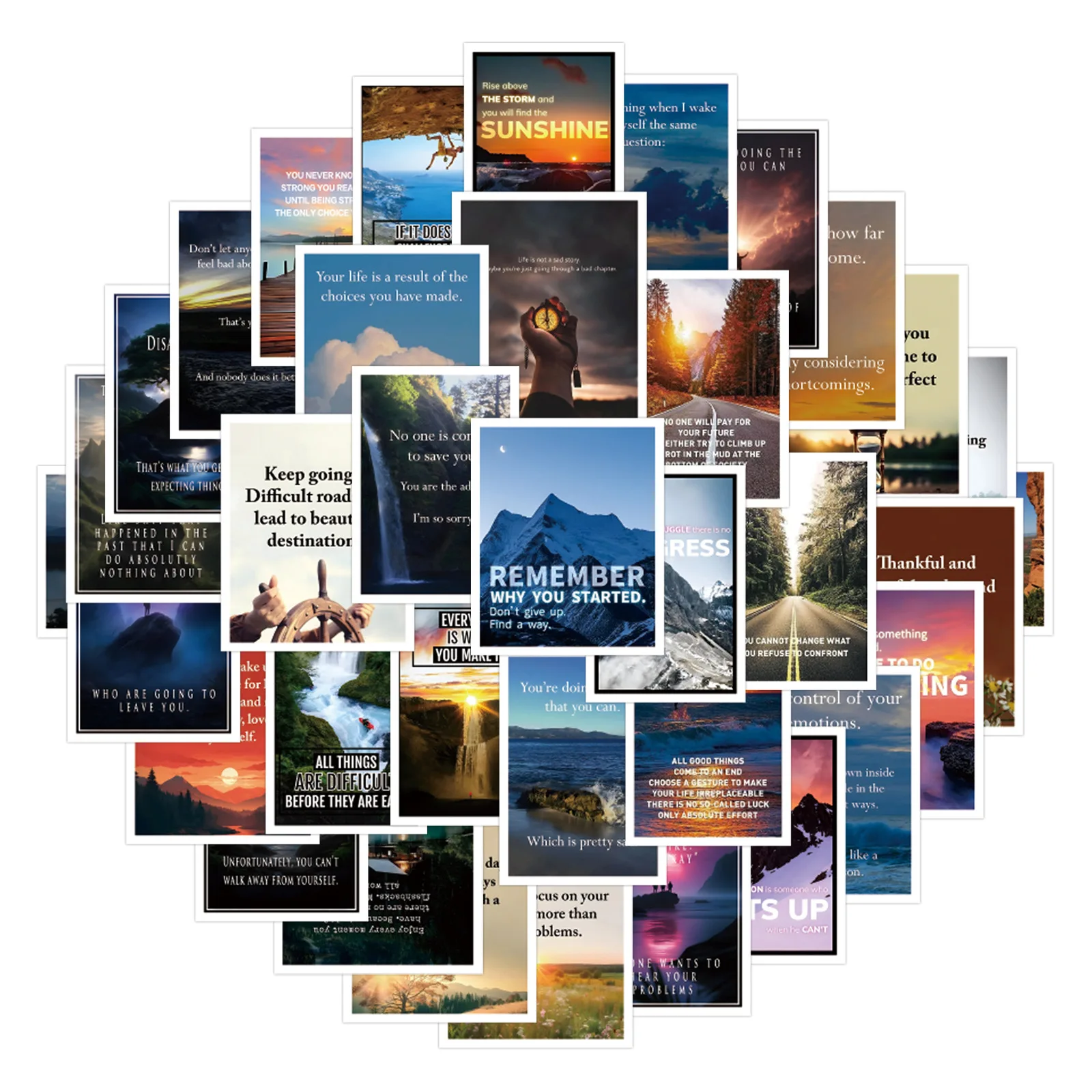 

60PCS English Inspirational Landscape Stickers Personalized Creative DIY Skateboard Motorcycle Helmet Water Cup Diary Sticker