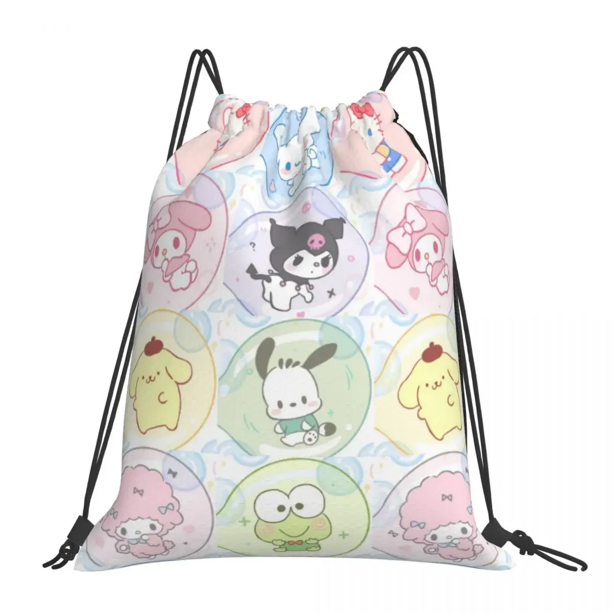 Sanrio Characters Portable Sports Bag Thicken Drawstring Belt Riding Backpack Gym Drawstring Shoes Bag Clothes Backpacks