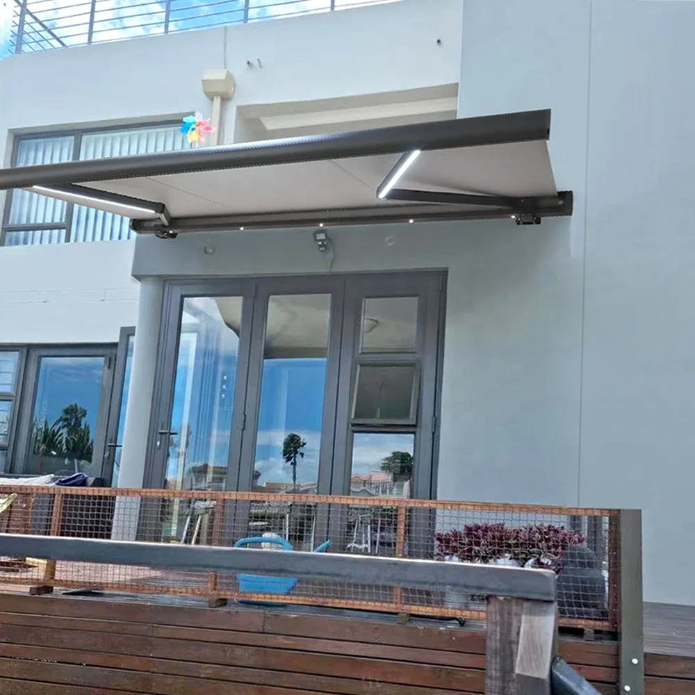 

Full Cassette Retractable Folding Awnings Balcony Garden Motorized Remote Control Outdoor Waterproof Sunshade Wholesale