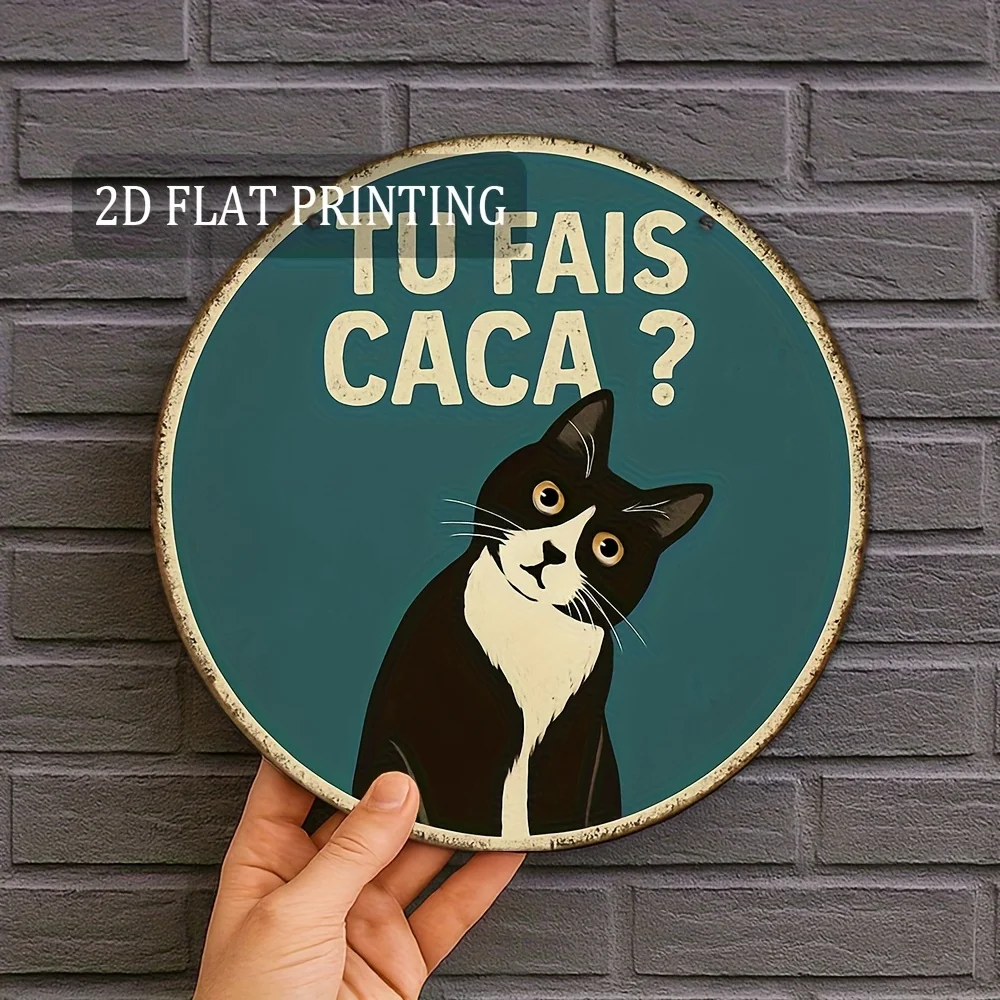 2D Flat, 1pc 8-Inch Round Retro Wooden Wall Art - 