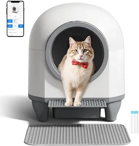 Self-Cleaning Litter Box – 90L, APP, Sensors, Gray | 90L large capacity for multiple cats. APP-controlled with smart