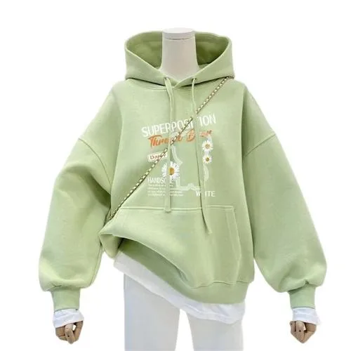 2024 Autumn winter Girls clothes Hooded bear Sweatshirt Daisy loose t-shirt Dresses teenager Kid Princess 5 7 8 9 10 11 12 year