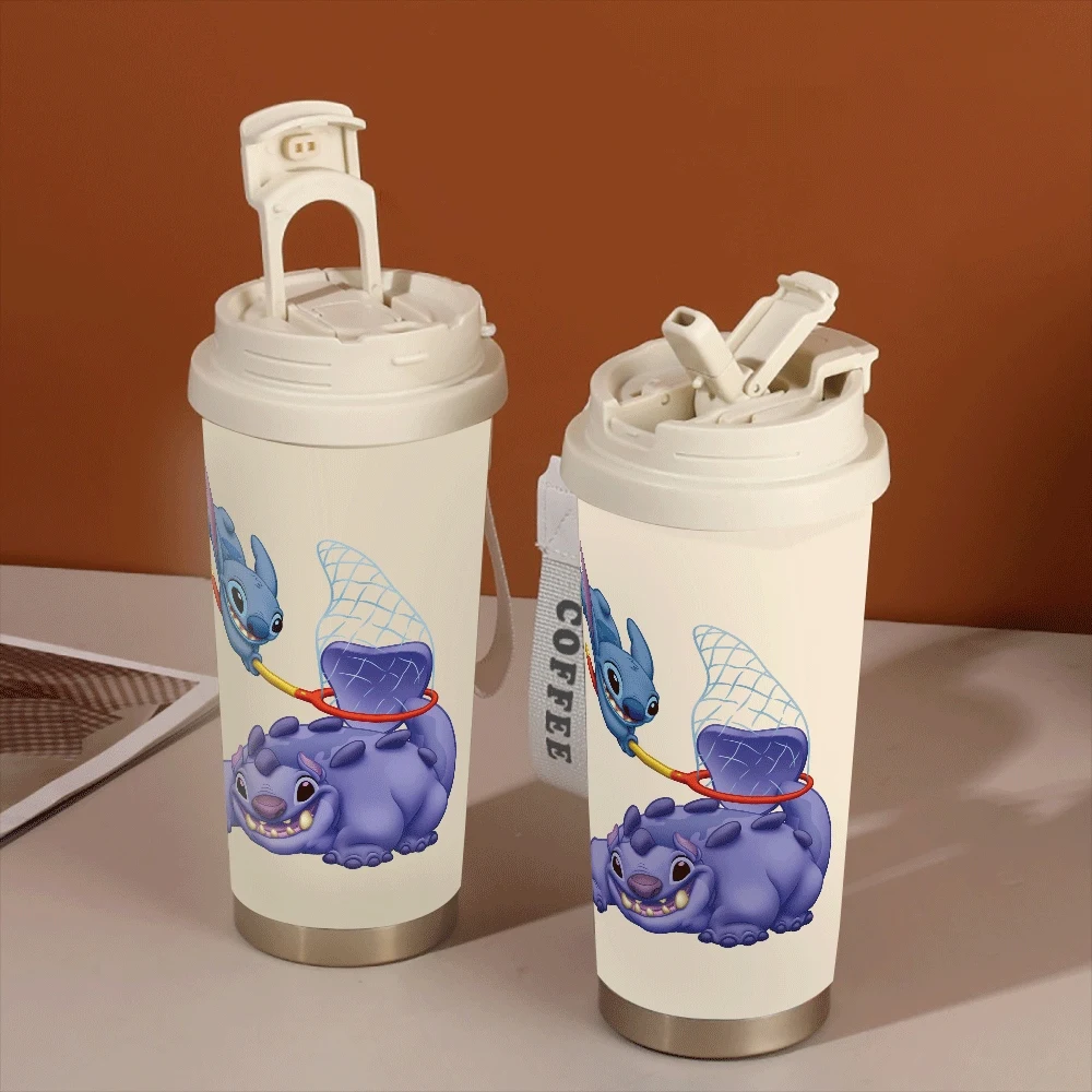 

Stitch Angel Water Cups 304 Stainless Large Capacity Girls Straw Cup Stitch Series Cute Sports Outdoor Birthday Gifts