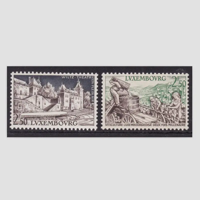 2 piezas/set de sellos postales nuevos de Luxemburgo de 1958, sellos postales del Teatro al Aire Libre, MNH