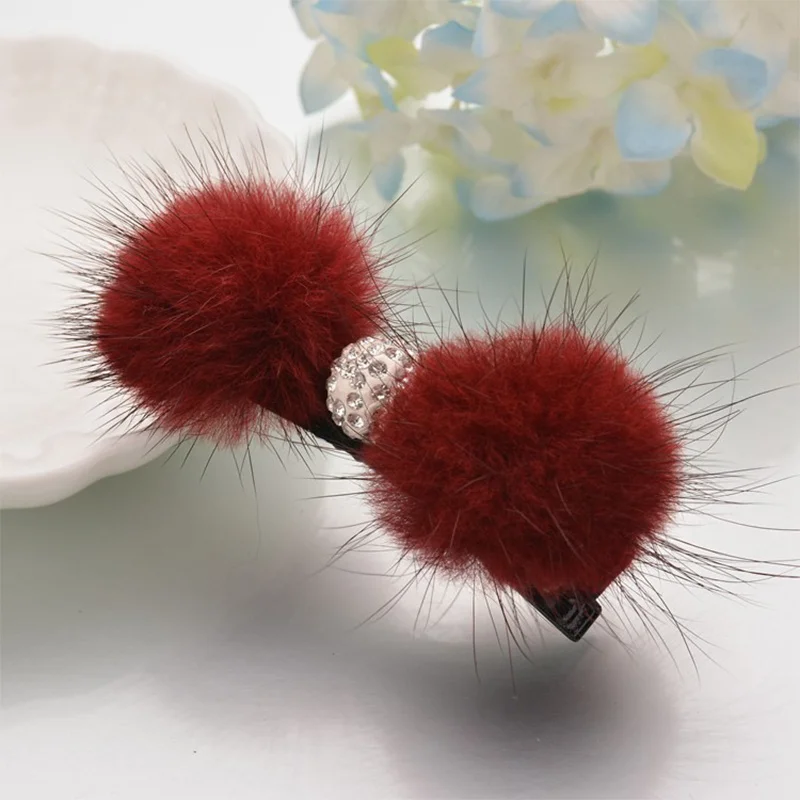 Korean Women's Autumn Luxury Real Mink Hair Clip New High-end Duck Beak Clip Fashion Girl Hair Accessories Gift Decoration