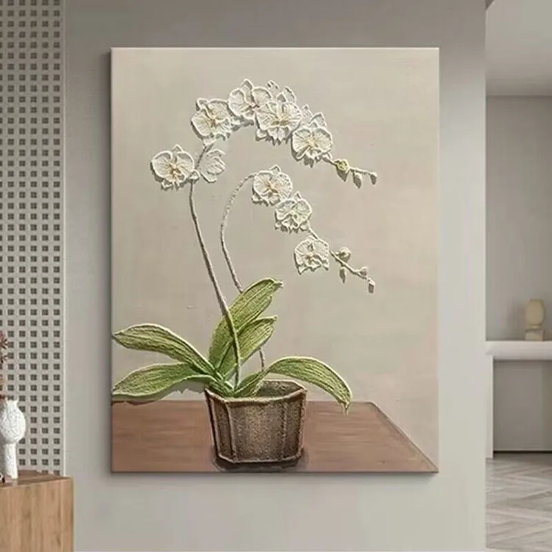 Abstract Butterfly Orchid Living Room Decoration Painting Texture Hand Drawn Oil Painting Corridor Wall Art Poster For Home Sofa