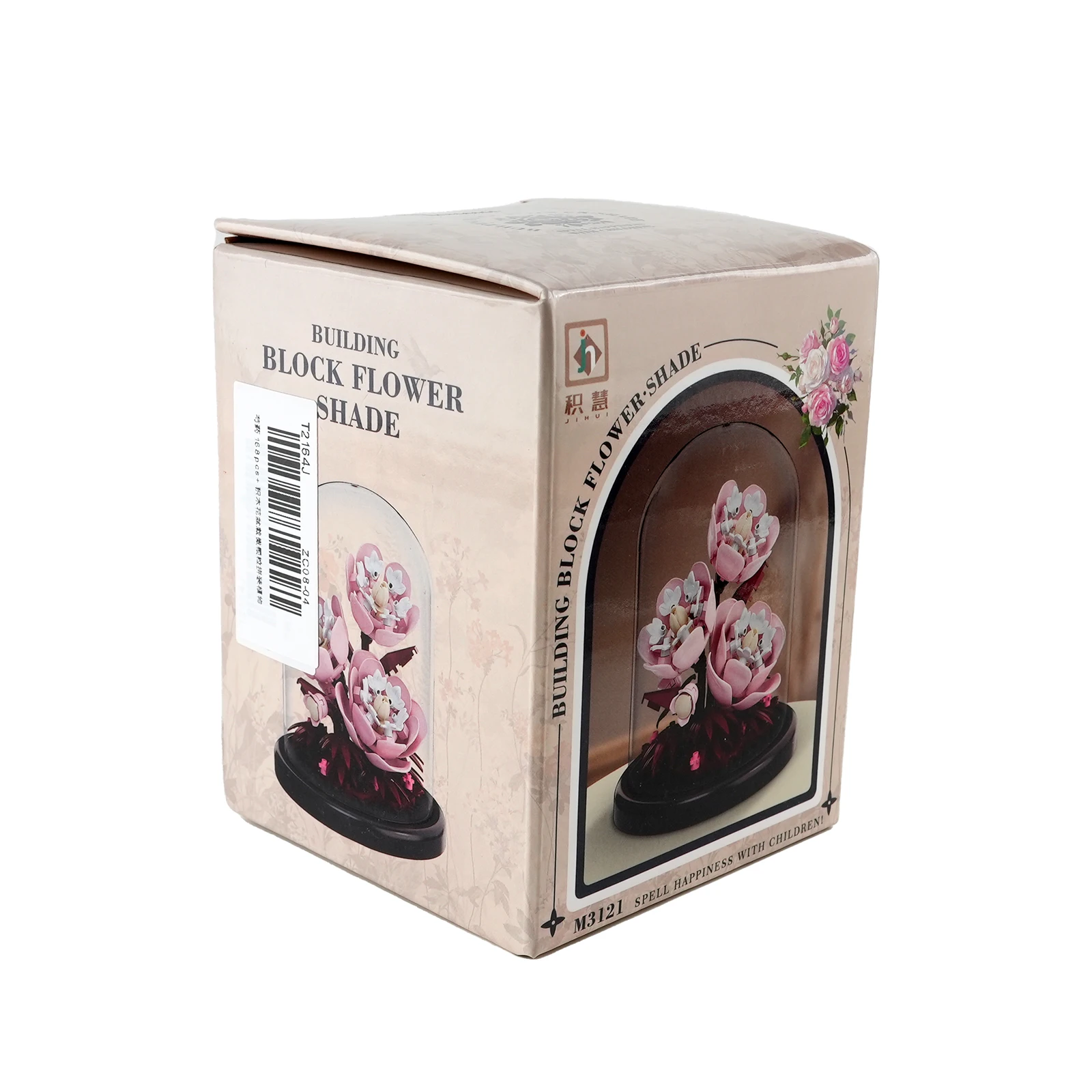 Zestaw klocków konstrukcyjnych w kształcie kwiatu piwonii, 168 elementów, mikro-cząsteczkowy kwietnik do samodzielnego montażu rośliny z gablotą, dekoracja świąteczna na biurko, prezent.