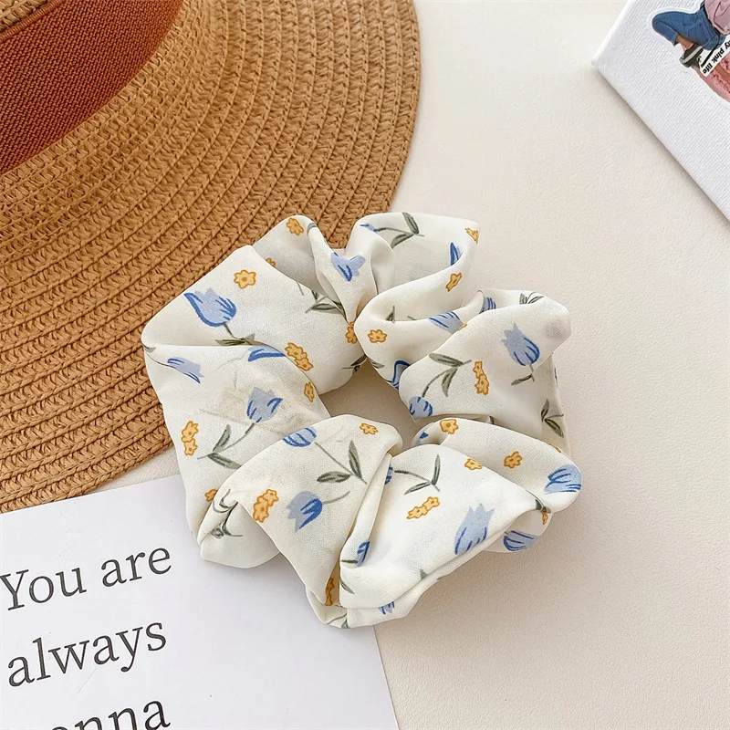 Frischer Stil, florale Plissee-Haarbänder, hohe Elastizität, modische Haargummis, geeignet für Pferdeschwanz, vielseitige Haar-Accessoires – Detail 4