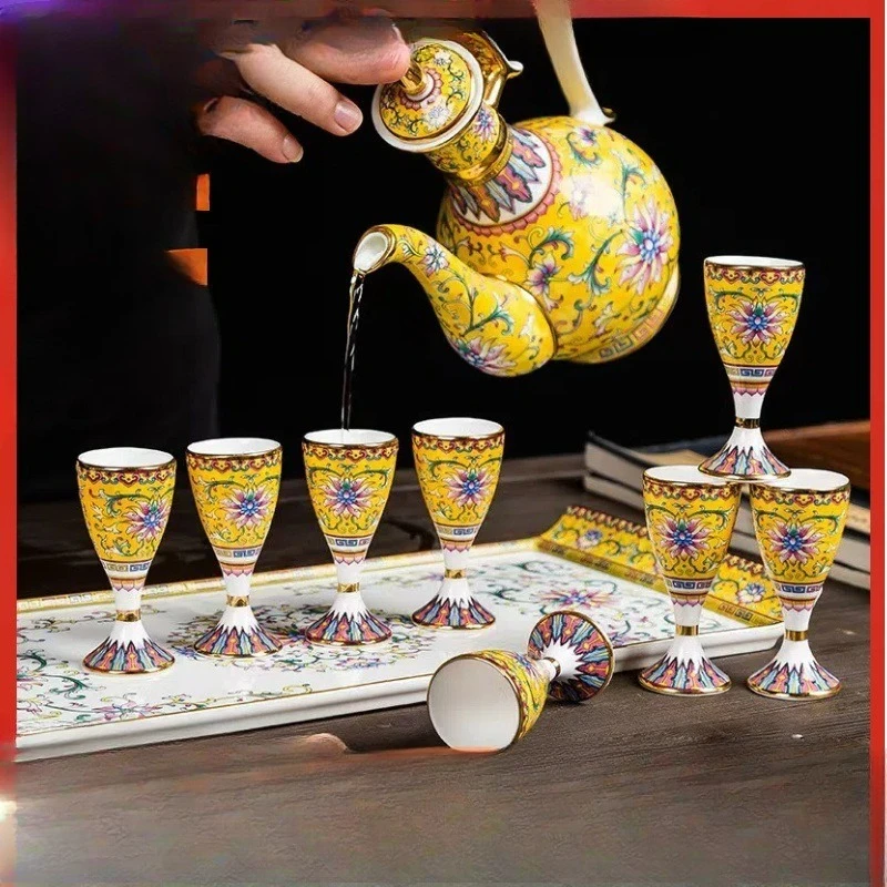 set glass, bottle, gift box, color goblet