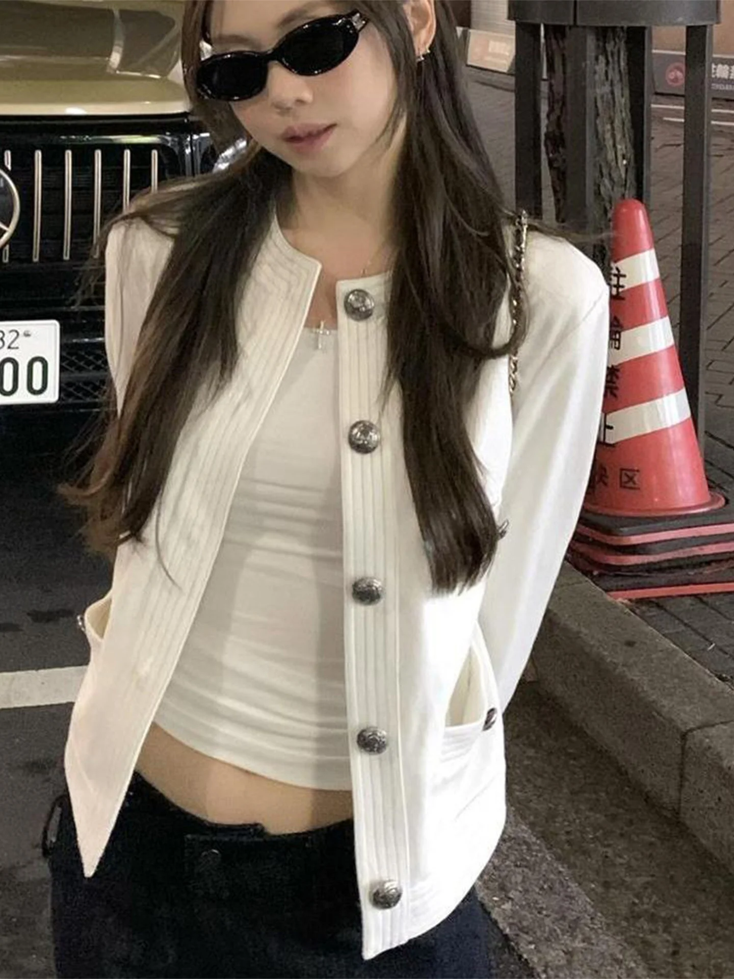 

Tweed Jacket Elegant Autumn Womens Summer Versatile Net Cropped Fishing Exercise Biking Riding Mid-Long Teens Vacation Tourism