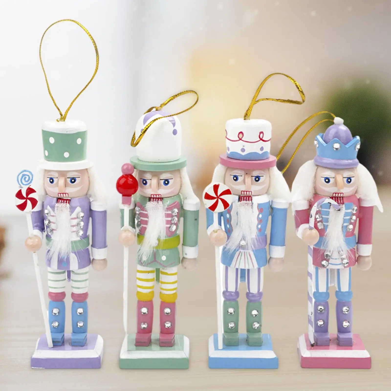 4x Christmas Nutcracker Traditional Hanging Decorations Nutcracker Figure for Xmas Christmas Gift Weddings Birthdays Party