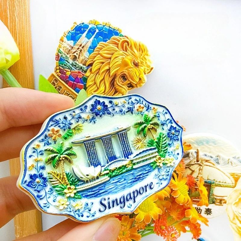 Singapore Heritage Fridge Magnet Vibrant 3D Peranakan Building Souvenir Unique Southeast Asian Gift for Travel Ethnic Home Decor