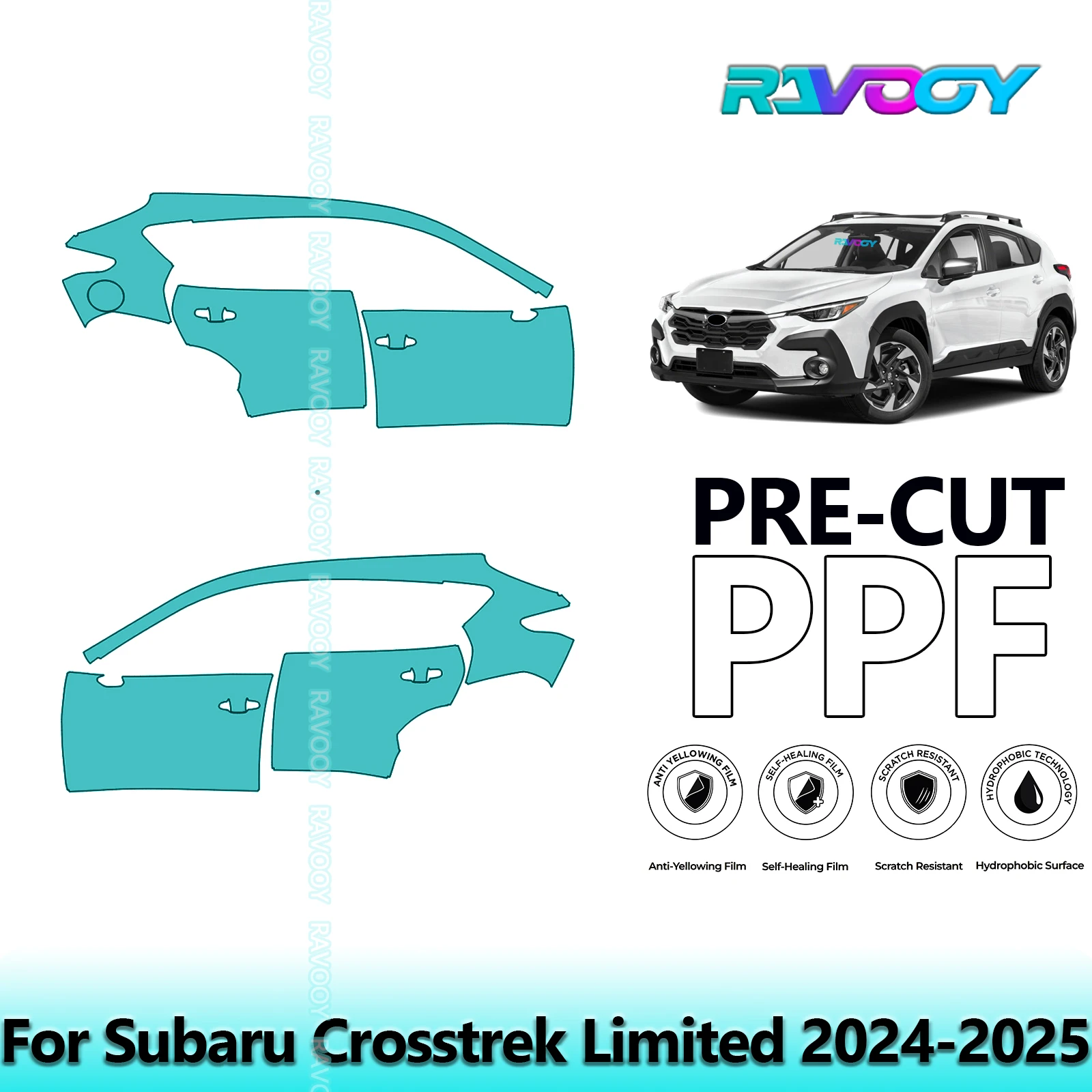 

For Subaru Crosstrek Limited 2024-2025 8.5mil Clear Matte Pre-Cut PPF Door & A/B Pillar Kit TPU Paint Protection Film Set