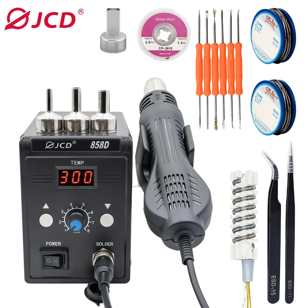 JCD Hot Air Gun 858D BGA Rework Solder Station Heat Gun 220V/110V 700W Hair Dryer Electron Welding SMD SMT IC Repair Tools