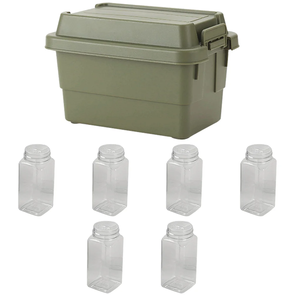 

Outdoor Camping Storage Box Jars Accessories Grilling Castor Desktop Reusable Spice Container Plastic Seasoning Travel