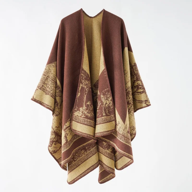 A woman\'s shawl printed with a warm cloak ethnic wind retro autumn and winter