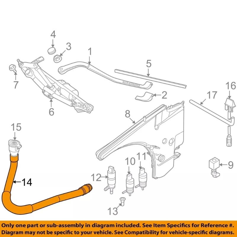 Washer Fluid Reservoir Windshield Filler Pipe 61667135409 Auto Accessory