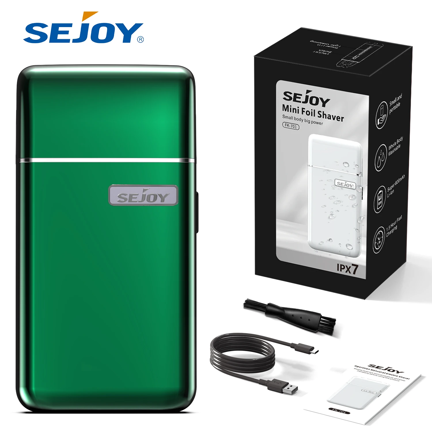 

Sejoy 701, перезаряжаемая электрическая бритва для мужчин, триммер для бороды, электробритва с металлическим корпусом и двойной гибкой фольгой, станок для бритья