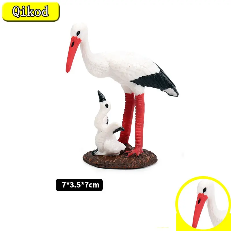 Children\'s Cognitive Education Simulation Of Wild Animal Models Bird White Storks Mother Child Red Cranes Models Toy Decorations