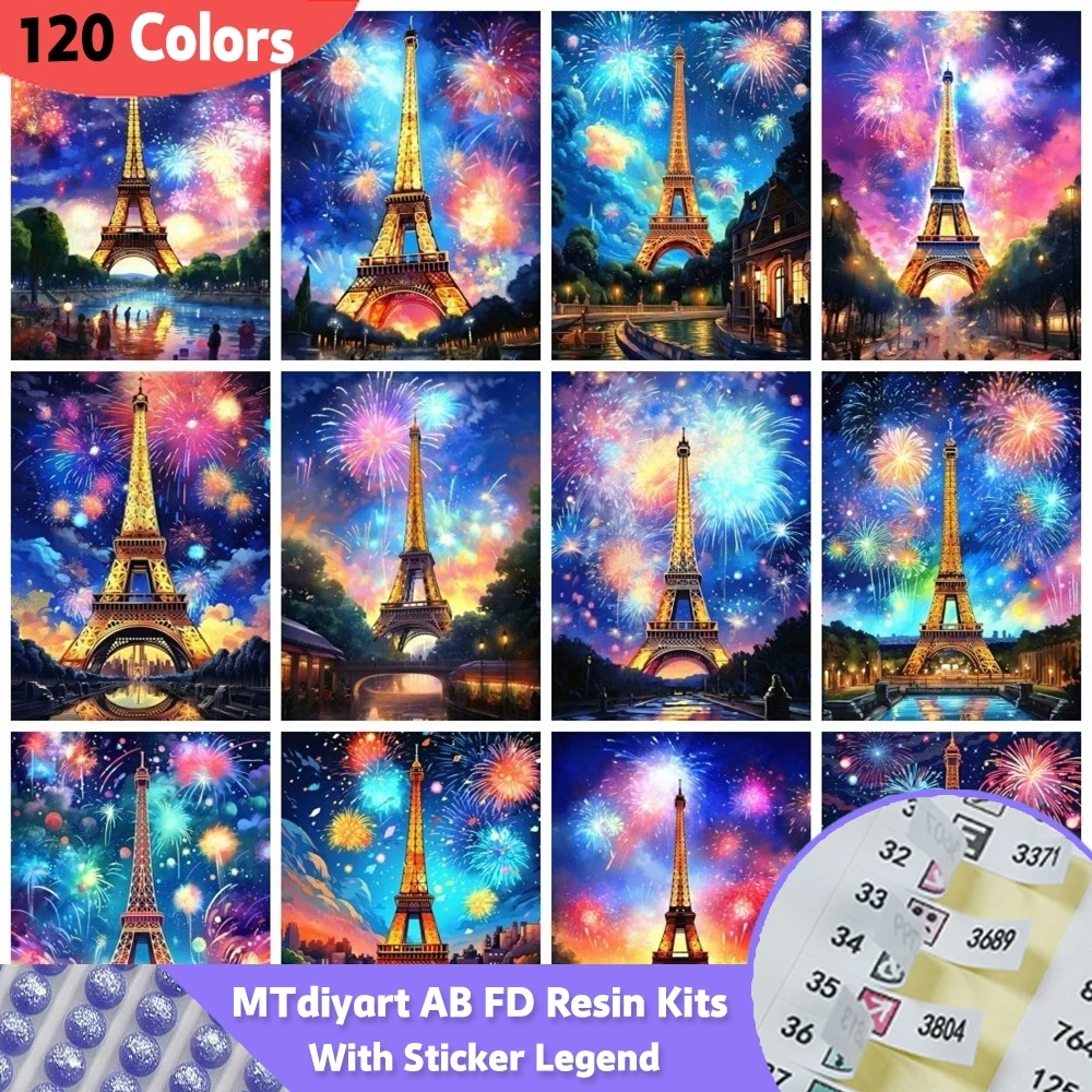 Eiffel 120 Colors Resin Diamond Painting Sticky Legend Mosaic Tower Fairy Dust Fantasy Embroidery AB Mosaic Landscape Home Decor