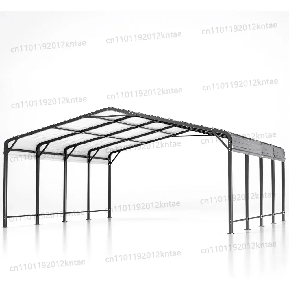 Carport with Reinforced Base and Five Canopy Beams, Carports,20x20 FT Metal Carport with Heavy Duty Carport Canopy