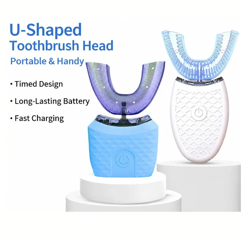 Adult U‑shaped Electric Toothbrush Sonic Soft‑bristle Silicone Brush Full‑body Washable Rechargeable Auto‑timing Teeth‑cleaning