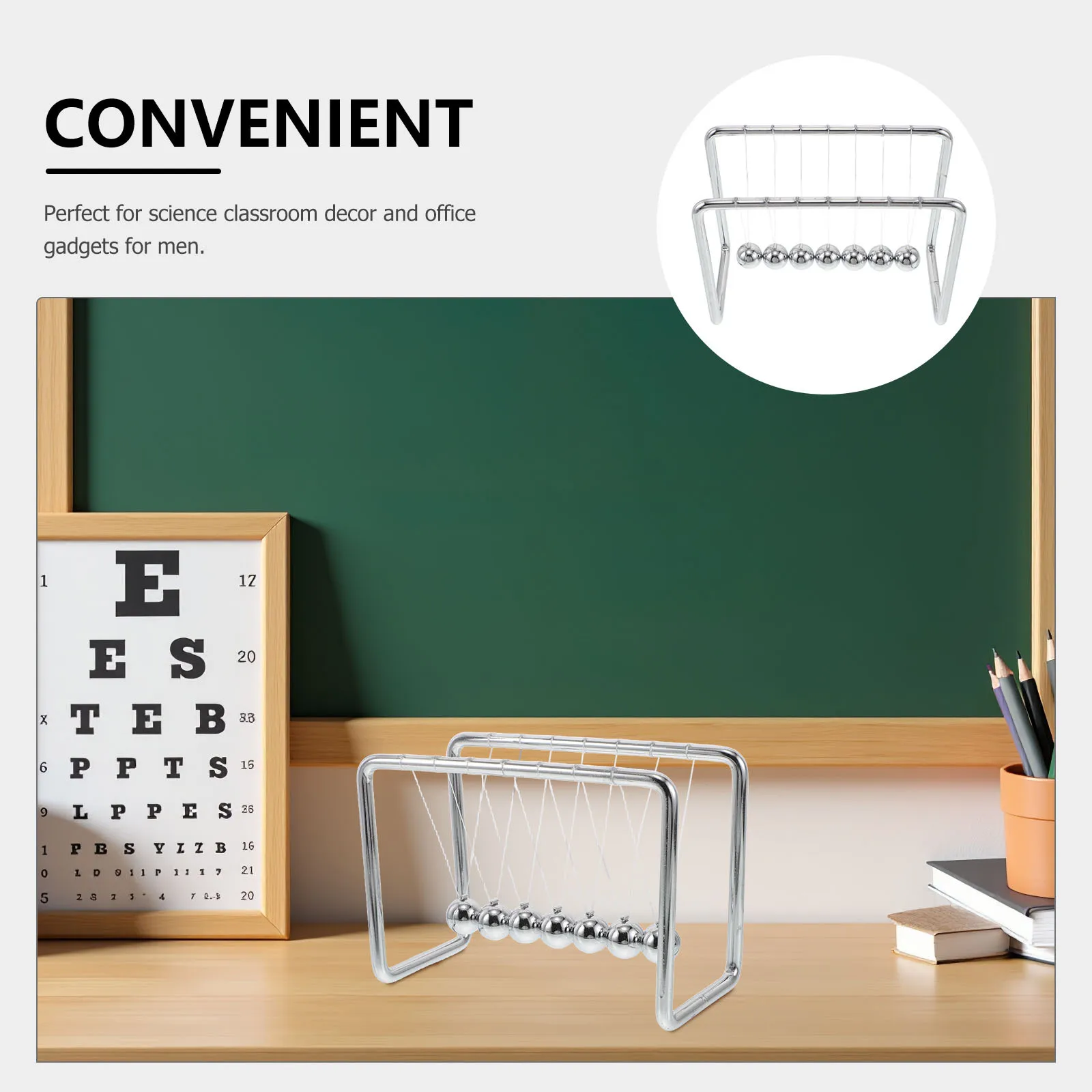 بندول كرة نيوتن من الخشب الصلب مع 7 كرات فولاذية أداة تعليمية لسطح المكتب لمكتب الرجال في الفصل الدراسي