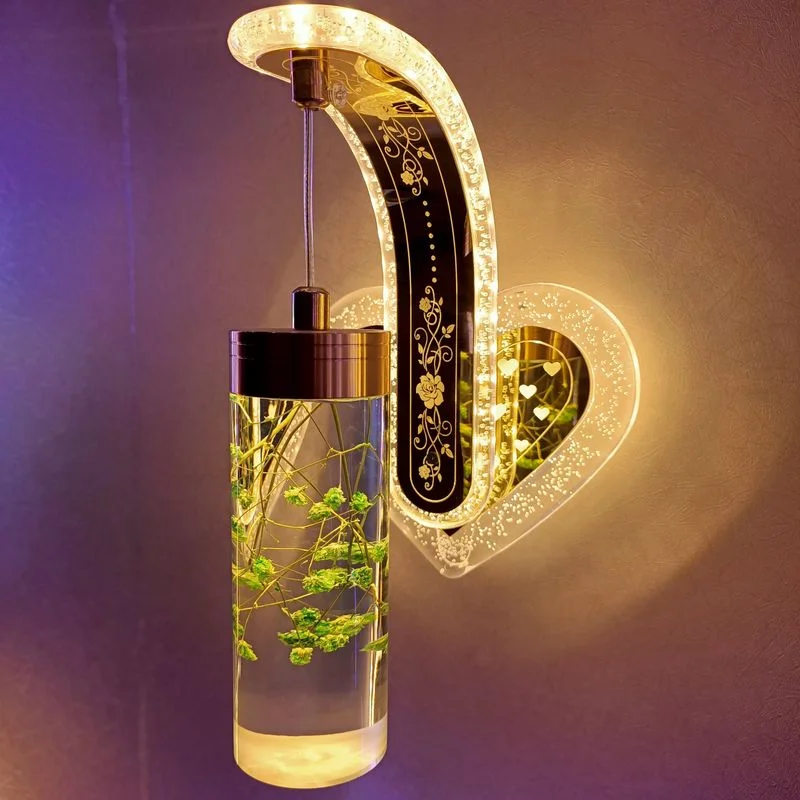Hot Sale New Design Dried Flower Acrylic Wall Bracket Light Modern Small Wall Light