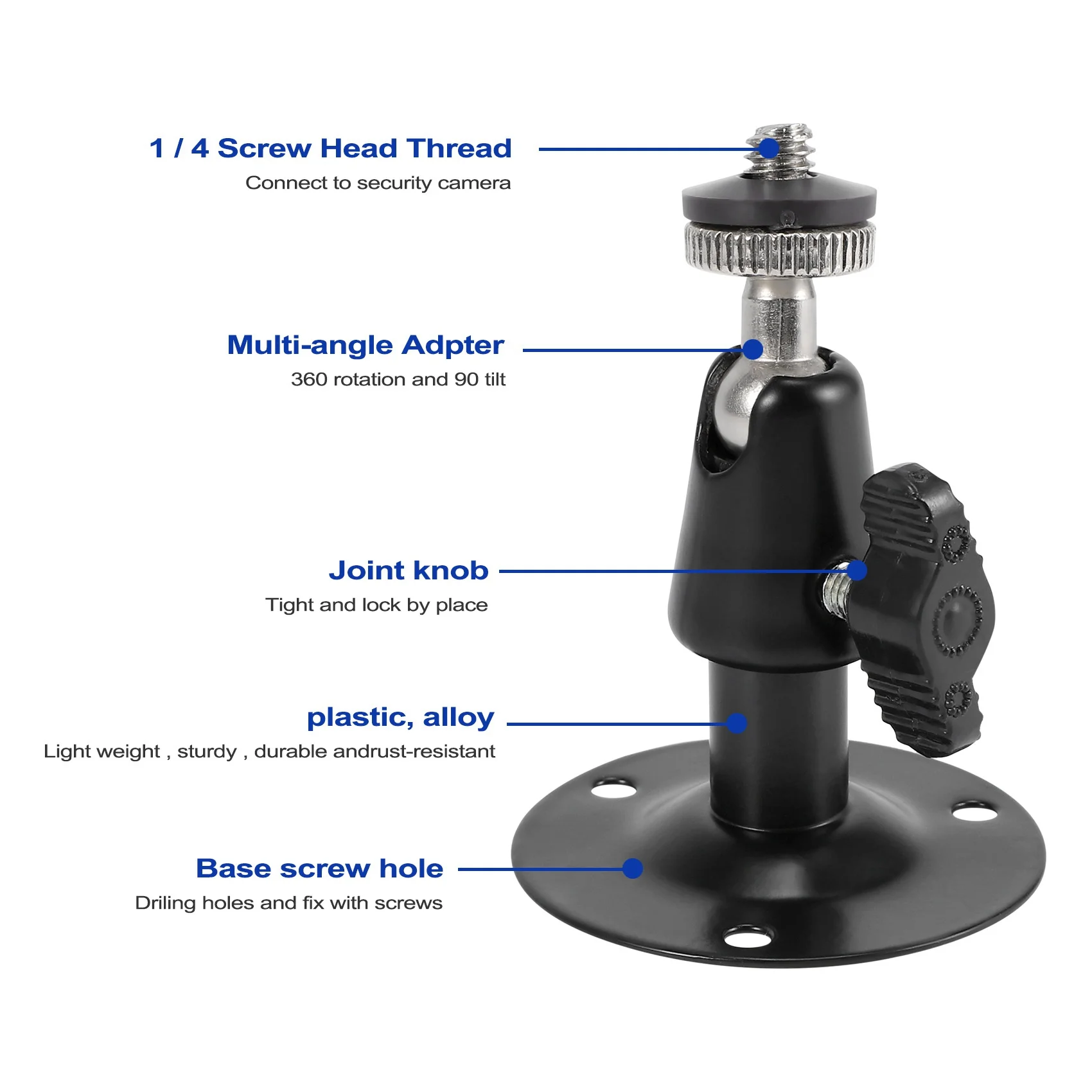블랙 금속 감시 카메라 벽걸이, 7,62 cm