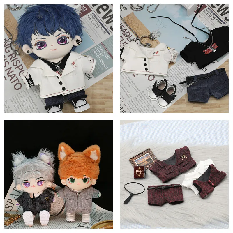 20cm Doll Clothes Mini Jacket Suits For 20cm Cotton Stuffed Dolls Rice White Black Red Doll Toys Accessories Idol Doll Clothes