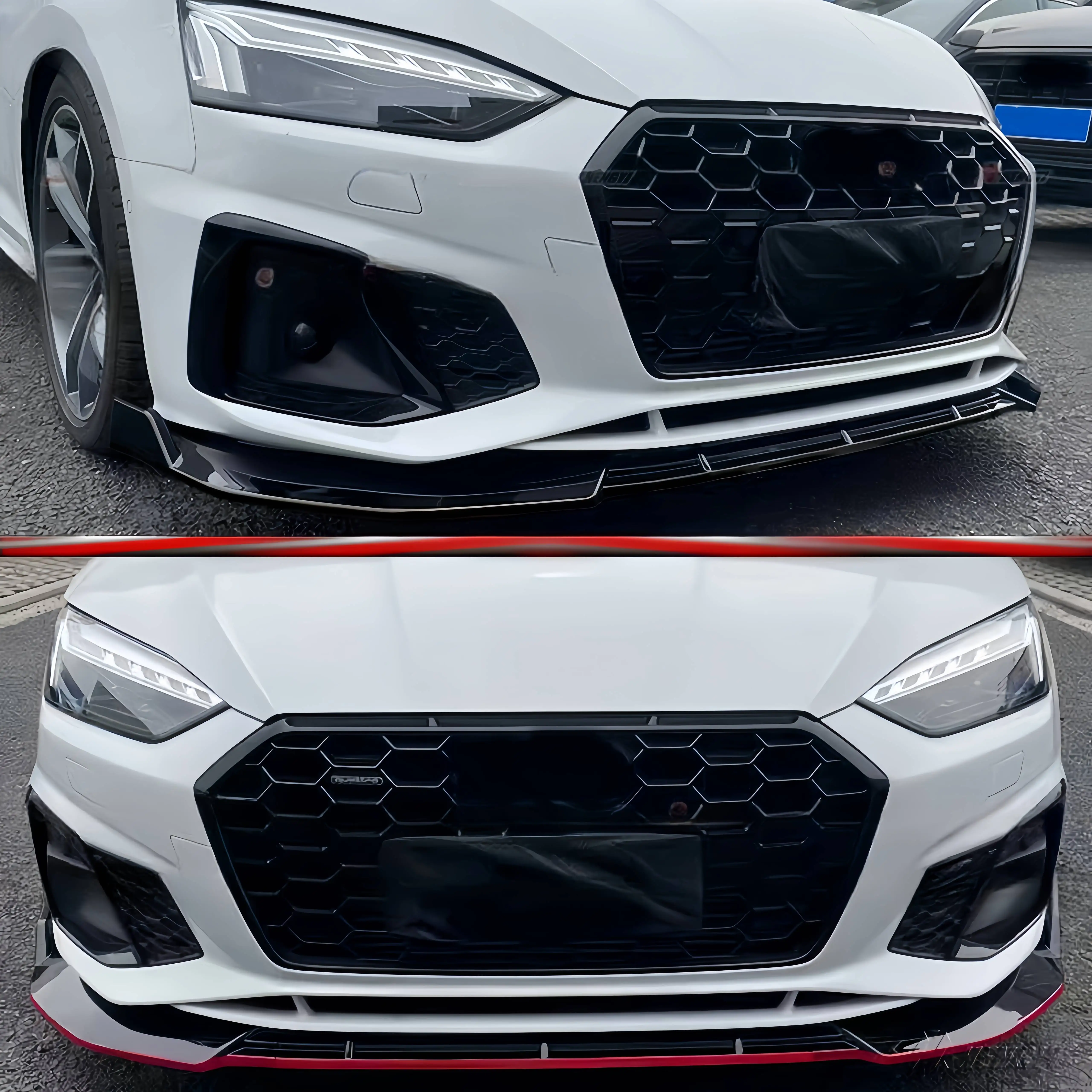 For Audi A5 S5 B9 FL Sportback&coupe 2020-2024 2Door/4Door Car Front Bumper Lip Spoiler Cap Front Lip Guard Cover BodyKit Tuning