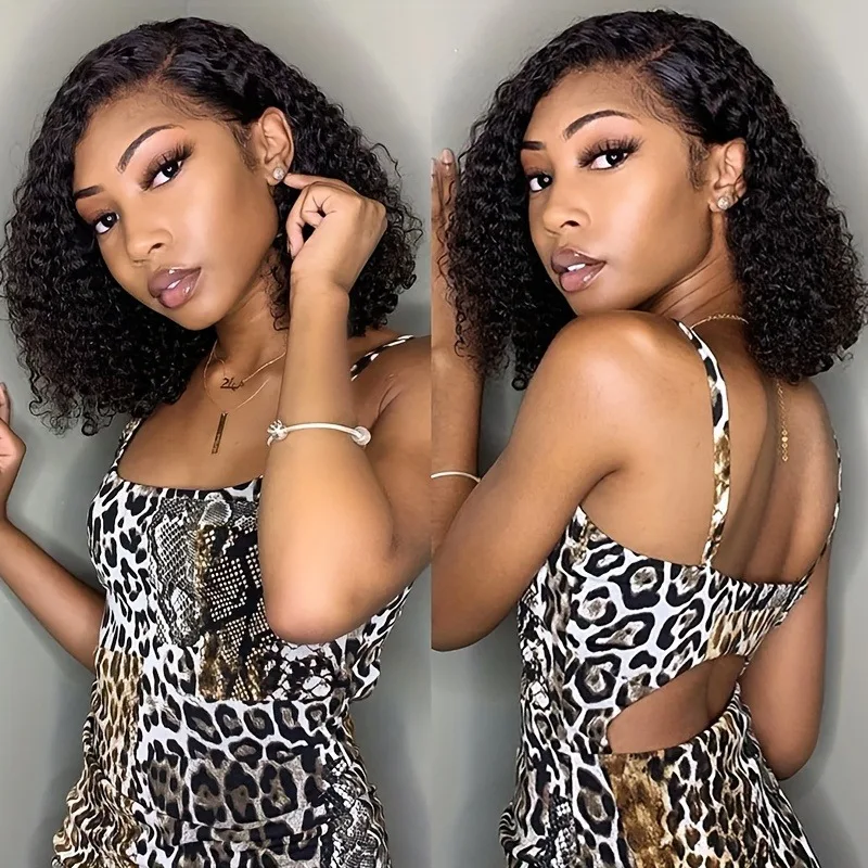 

Curly Bob Wig Human Hair 13*4 Human Hair Pre Plucked Pre Cut Deep Wave Lace Front Closure Wigs with Baby Hair Elegant Hairpiece