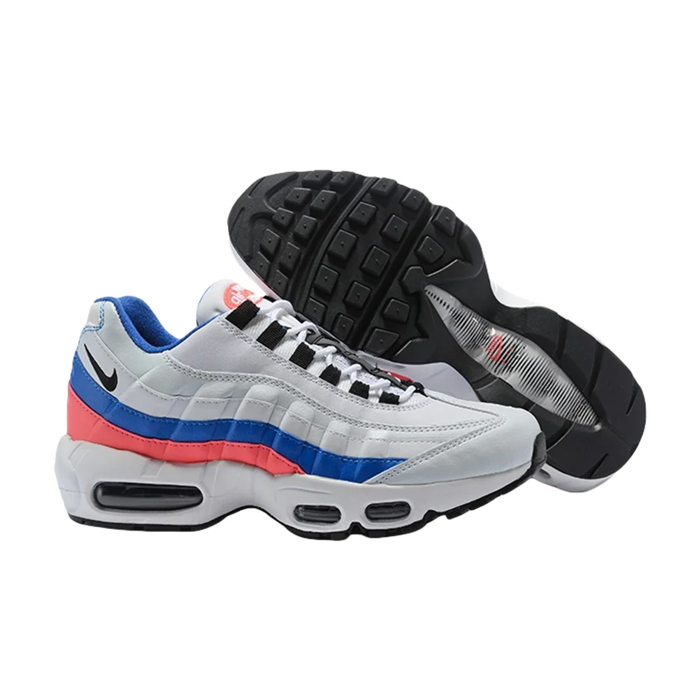 

Nike Air Max 95, мужские модные удобные дышащие противоскользящие и износостойкие кроссовки в стиле ретро с воздушной подушкой, бело-синие-красные