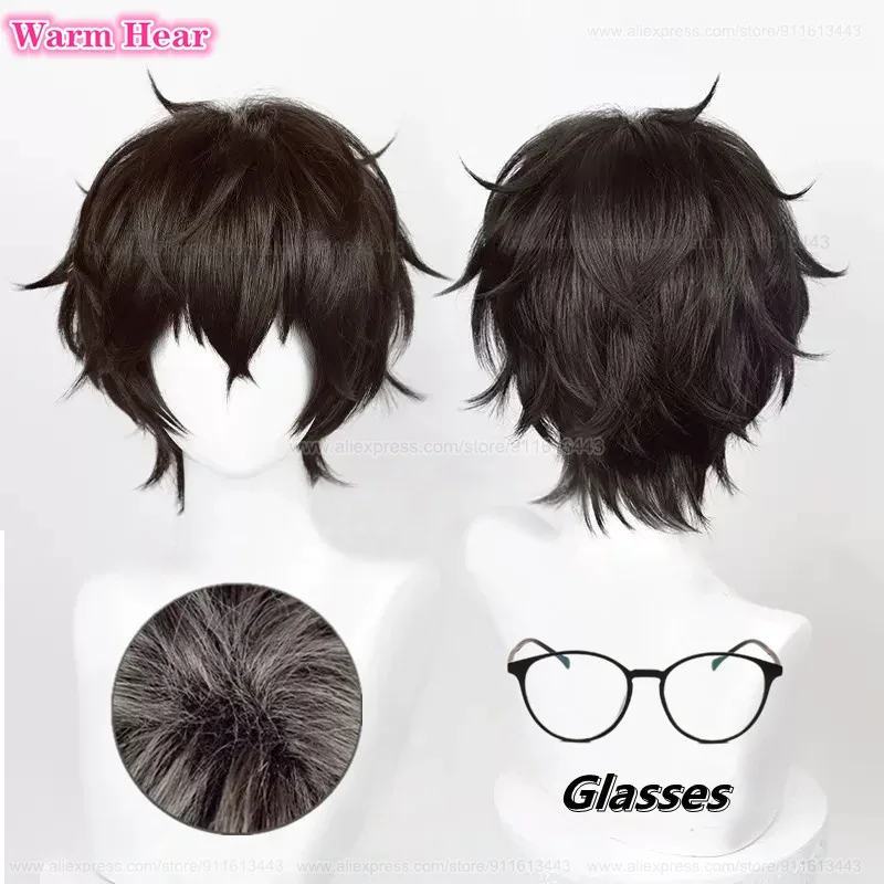 Amemiya Ren Synthetic Wig Game 30cm Black Ren Amemiya Cosplay Kurd Akira Anime Wig Heat Resistance Hair Halloween P5 Party Wigs