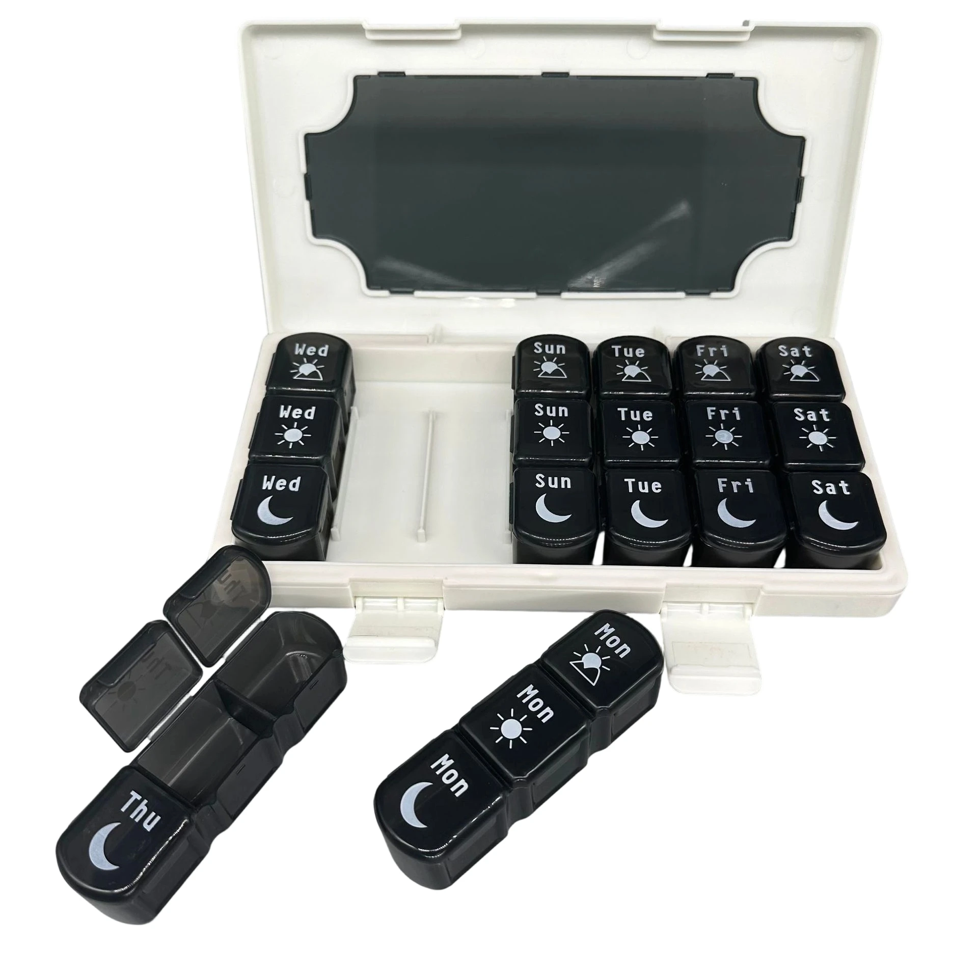 

Weekly Portable Pill Case 7 Days Large Independent Compartments Container Dispenser for Medications Vitamins Tablets Organizer