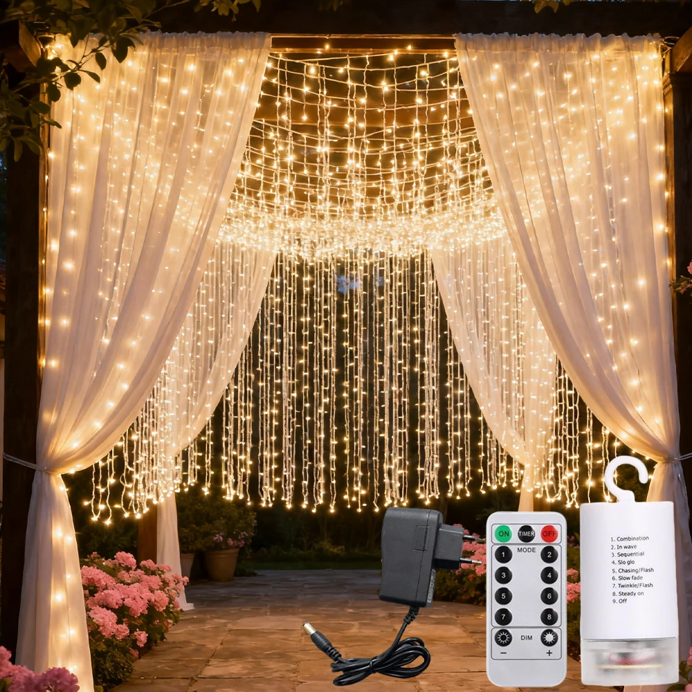 100 200 280LEDs/m Fairy Lights Led String Lights EU US Plug 3AA 4AA Battery Powered Warm Blue Pink White Christmas Garden Decor