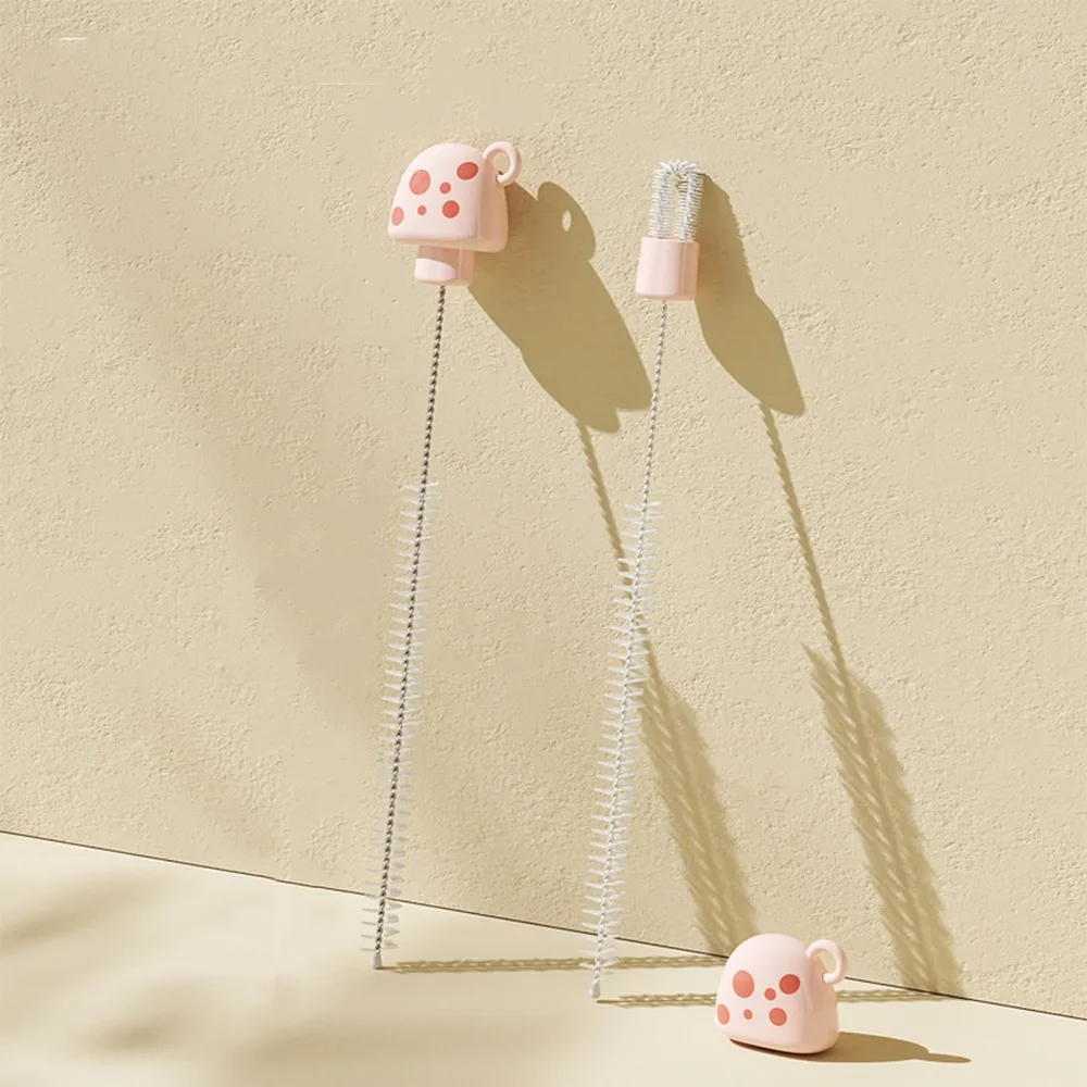 

Long Handle Water Bottle Cleaner Brush Mushroom Shaped Soft Brush Head Bottle Cleaning Brush Tube Cleaning Reusable