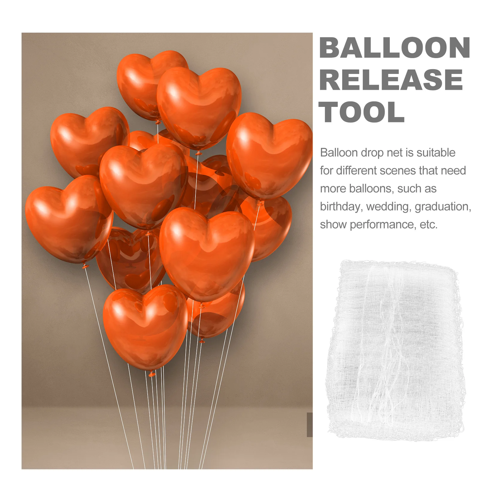 

200 Balloon Release Net 500x40cm Reusable PP Foldable Lightweight Party Wedding Graduation Balloon Drop Net Transport Bags