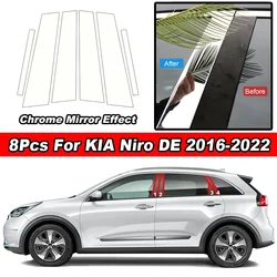 Glossy Chrome Mirror Effect Car Door Window Center Middle Column B C Pillars Post Frame Panel Cover Trim Sticker For KIA Niro DE