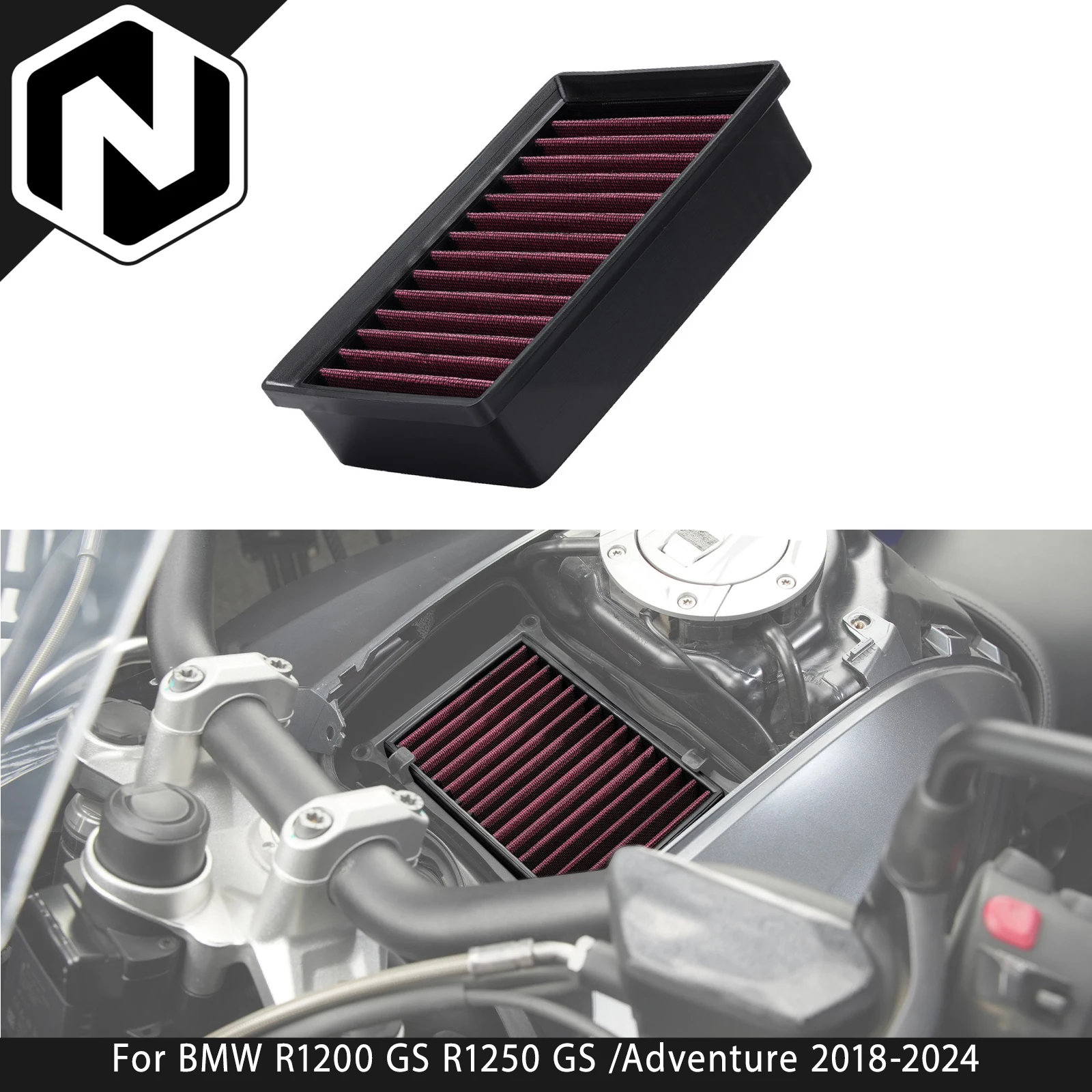 

NICECNC High Flow Air Filter For BMW R1200 GS R1250 GS /Adventure 2018-2024 R1250 R R1250 RS R1250 RT R1200 GS Adventure R LC