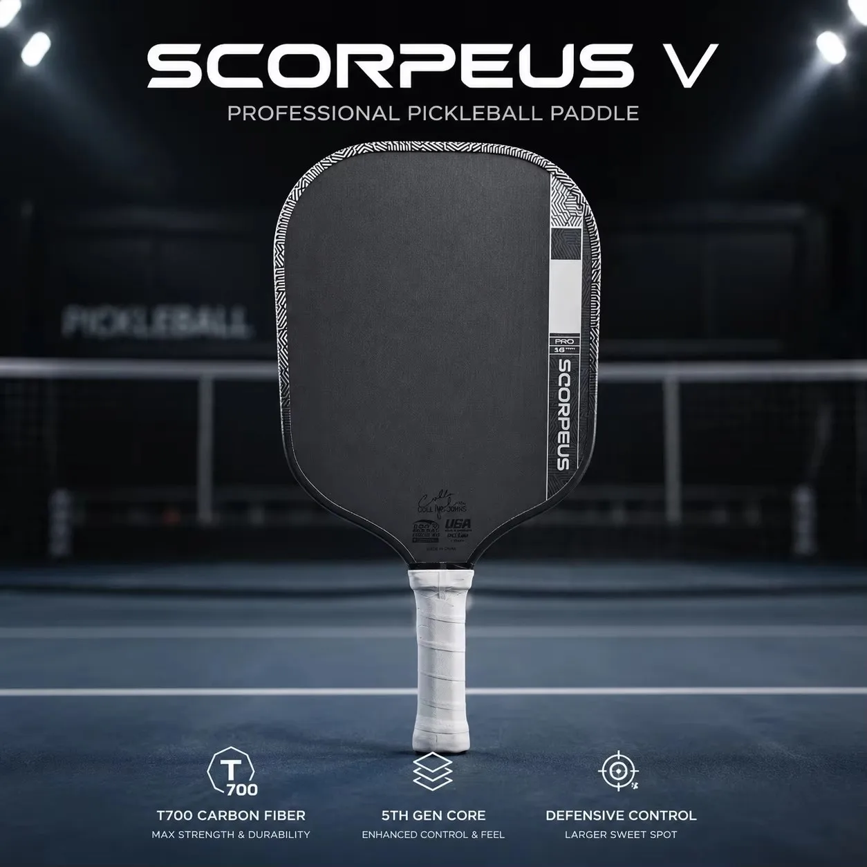 WNONSO Scorpeus V Carbon Fiber Pickleball Paddle, Optimized Sweet Spot, High Forgiveness to Reduce Mishits, Tournament-Grade