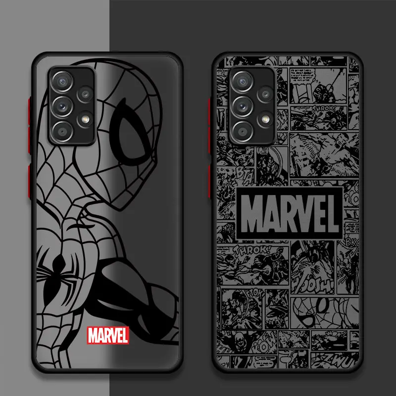 Cover Marvel Spiderman Ironman TPU Phone Case for Samsung Galaxy A73 A23 A12 A22 A33 A24 A54 A13 A34 A52 A72 A14 A32 A53 Soft