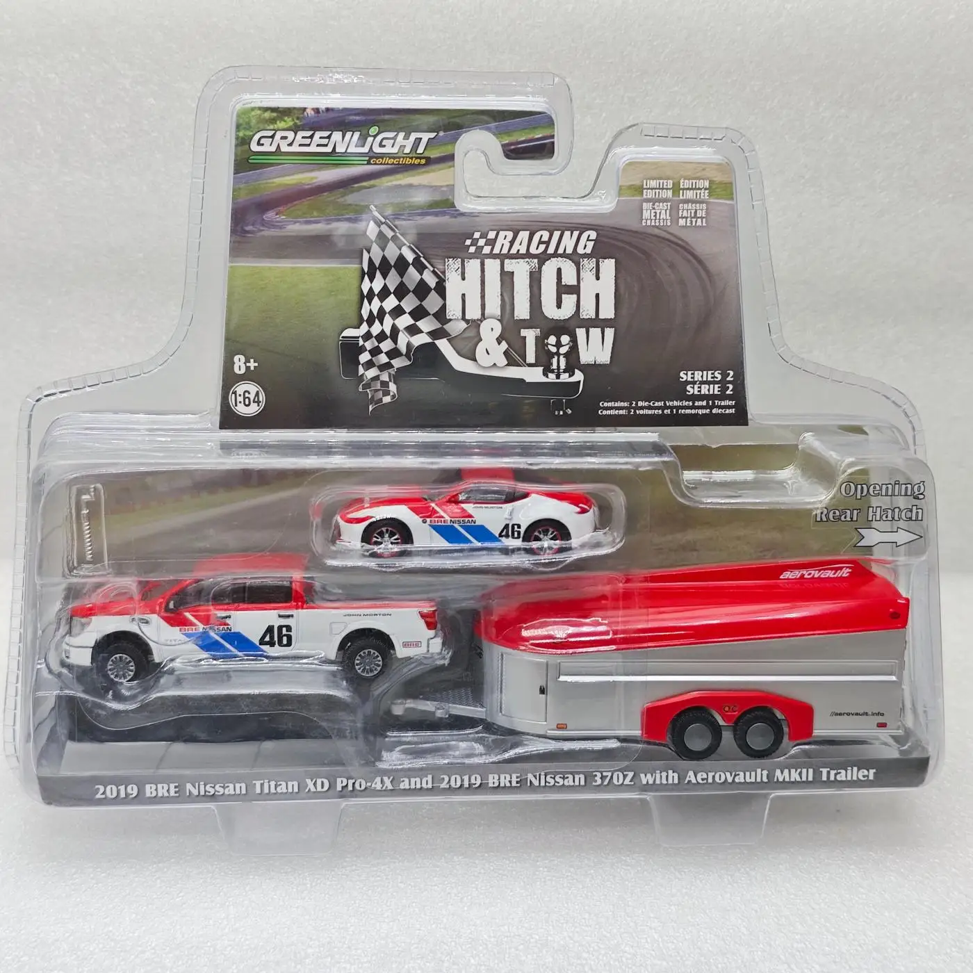 

GreenLight 1:64 2019 BRE Titan XD PRO-4X и 2019 BRE 370Z (BRE # 46) с аэрофотоприцепом, модель автомобиля из сплава, украшение, игрушка в подарок