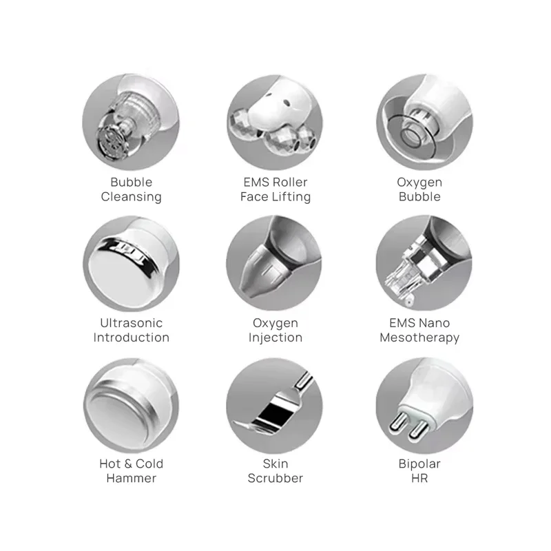 9-in-1 Hydra Star Aqua Facial Care Machine Big Bubble Oxygen Water Cleanse Firming Blackhead & Dirt Removal Beauty Device