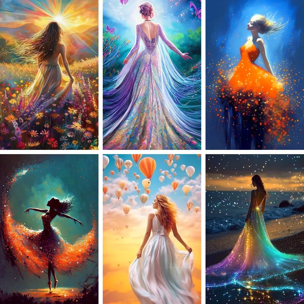 

Elegant Woman in Dress 5D Diy Diamond Painting Mosaic Embroidery Beautiful Girl Dancing Feminine Portrait Decor for Living Room